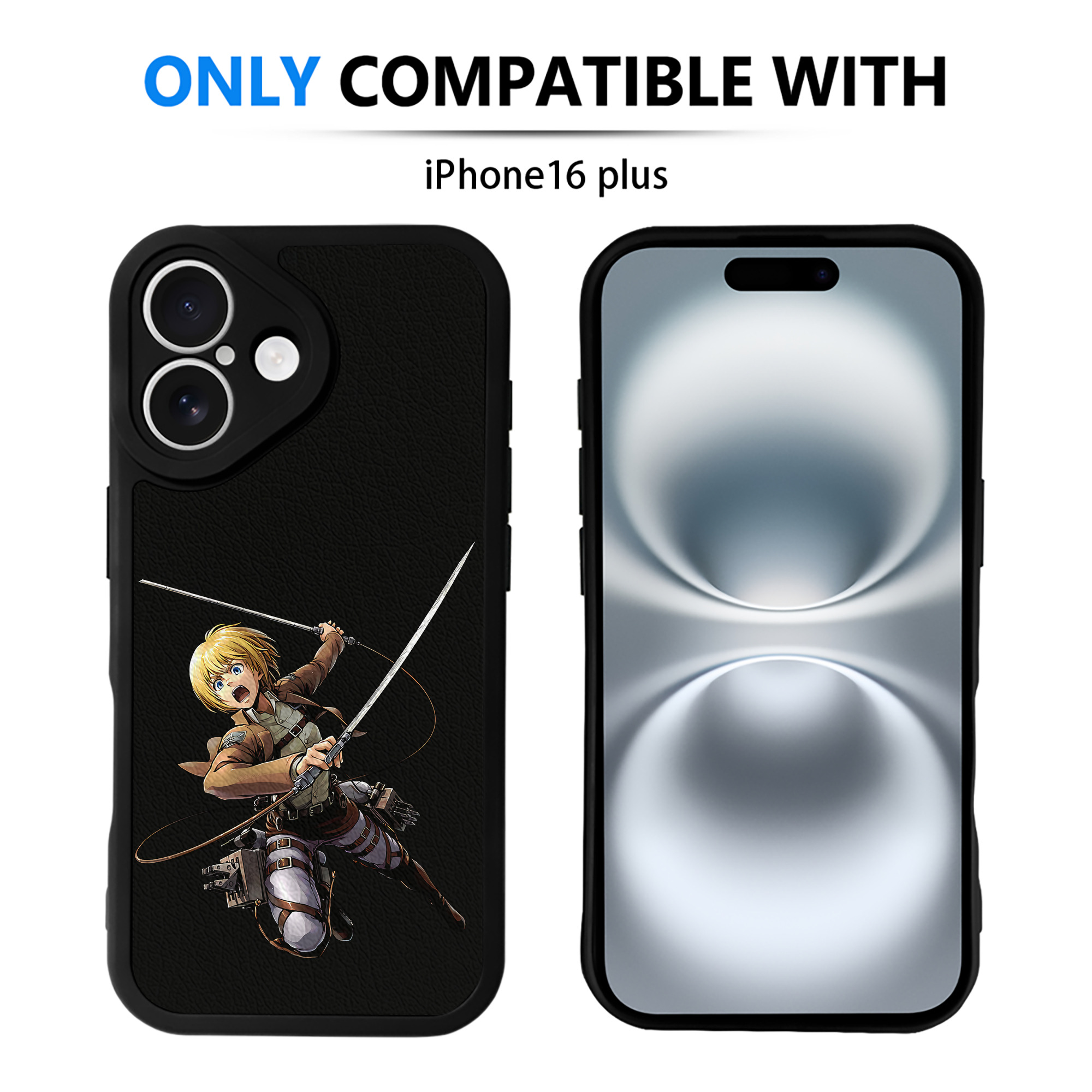 （画像用） 進撃の巨人 アルミン·アルレルト Attack on Titan Armin Arlert 【iPhone 16シリーズ対応】シリコンスマホケース（レザー調） 材質：シリコン